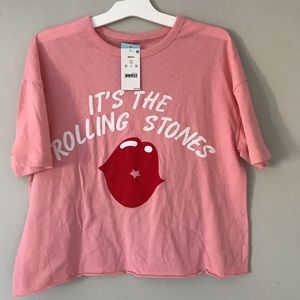 Rolling Stones kiss pink T shirt
